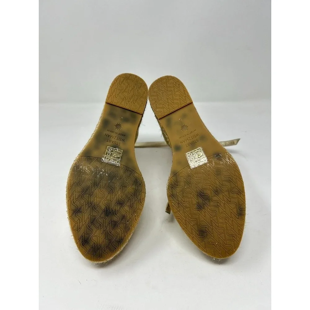 STUART WEITZMAN Nudistcurve Metallic Espadrille Wedge Sandals 6 - Picture 7 of 9
